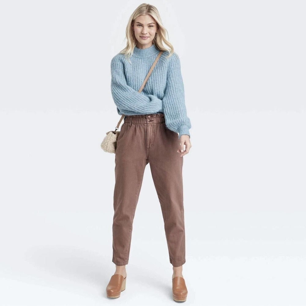 NEW Universal Thread High Rise Waisted Paperbag Tapered Jeans Denim Pants Size 4